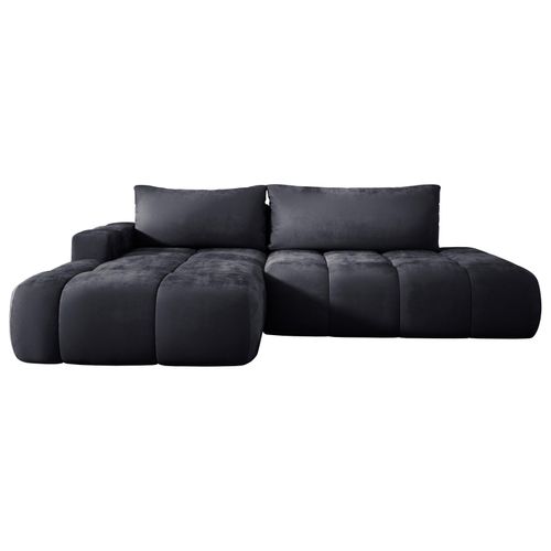 Wohnlandschaft BUENO, Ecksofa mit Schlaffunktion 165x280 cm, L Couch mit Bettkasten, Samtstoff, Schlafsofa, Schlafcouch - Anthrazit MH97 Links