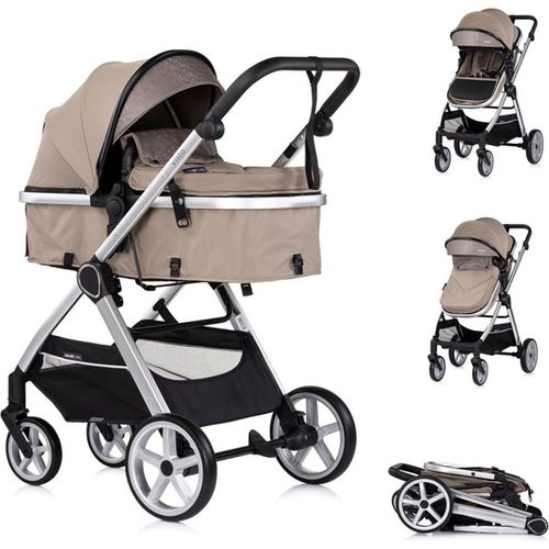 Chipolino Kombikinderwagen 2 in 1 Vista Wickeltasche, Fußabdeckung, Korb, Gurt beige