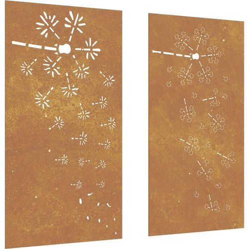 Prolenta Premium - 2-tlg. Garten-Wanddeko 105x55 cm Cortenstahl Blumen-Design
