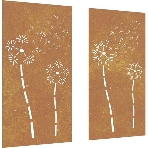 Prolenta Premium - 2-tlg. Garten-Wanddeko 105x55 cm Cortenstahl Blumen-Design