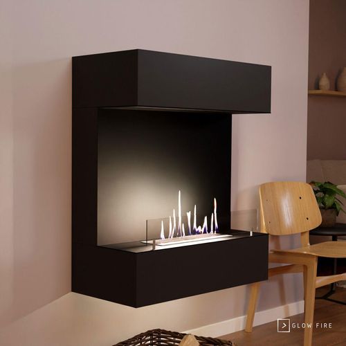 GLOW FIRE Ethanol Kamin 'Kongsberg Wall' | Ethanolofen in weiß mit 3 Std. Brenndauer und 2 KW Heizleistung | BxHxT: 83,8x100x41,3 cm