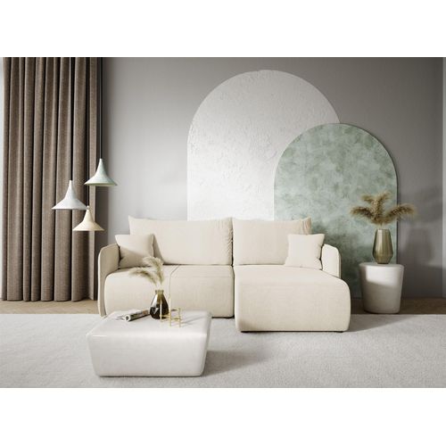 Ecksofa Sofa mit Schlaffunktion CALGARY Stoff Curio Creme Ottomane Rechts