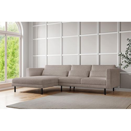 Ecksofa Designersofa AGADA in Stoff Poso Beige Ottomane Links
