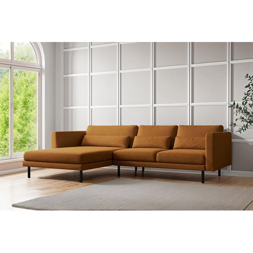 Ecksofa Designersofa AGADA in Stoff Verita Rostbraun Ottomane Links