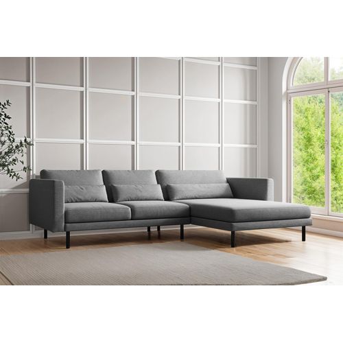 Ecksofa Designersofa AGADA in Stoff Verita Grau Ottomane Rechts