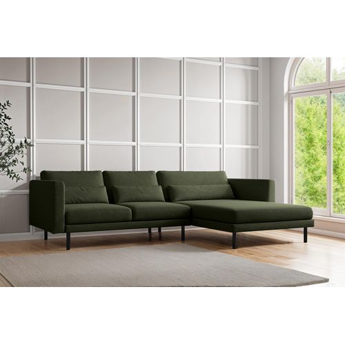 Ecksofa Designersofa AGADA in Stoff Verita Flaschengrün Ottomane Rechts