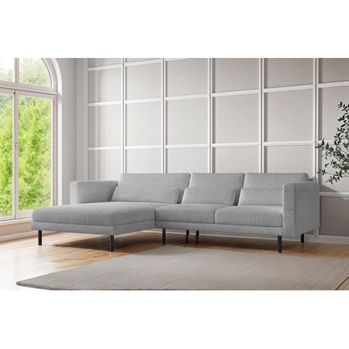 Ecksofa Designersofa AGADA in Stoff Poso Hellgrau Ottomane Links