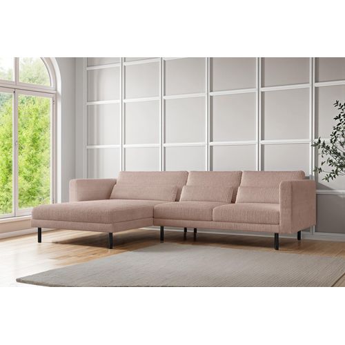 Ecksofa Designersofa AGADA in Stoff Poso Hellrosa Ottomane Links