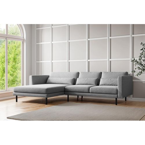 Ecksofa Designersofa AGADA in Stoff Verita Hellgrau Ottomane Links