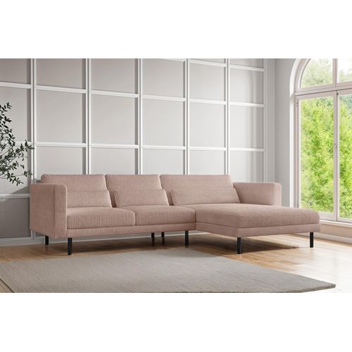 Ecksofa Designersofa AGADA in Stoff Poso Hellrosa Ottomane Rechts