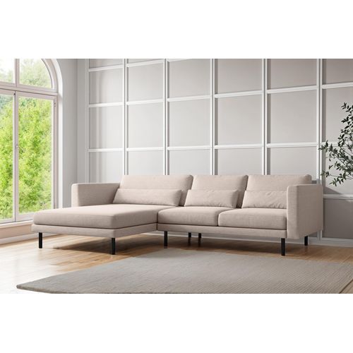 Ecksofa Designersofa AGADA in Stoff Verita Beige Ottomane Links