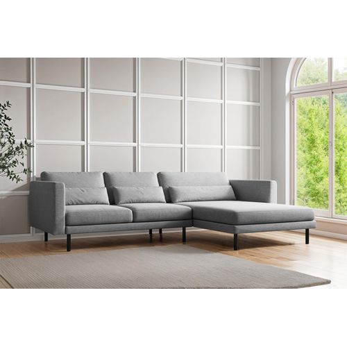 Ecksofa Designersofa AGADA in Stoff Verita Hellgrau Ottomane Rechts