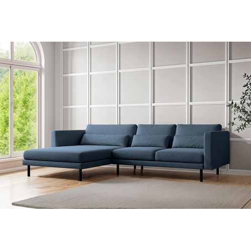Ecksofa Designersofa AGADA in Stoff Verita Marineblau Ottomane Links