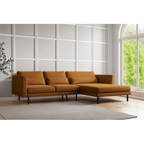 Ecksofa Designersofa AGADA in Stoff Verita Rostbraun Ottomane Rechts