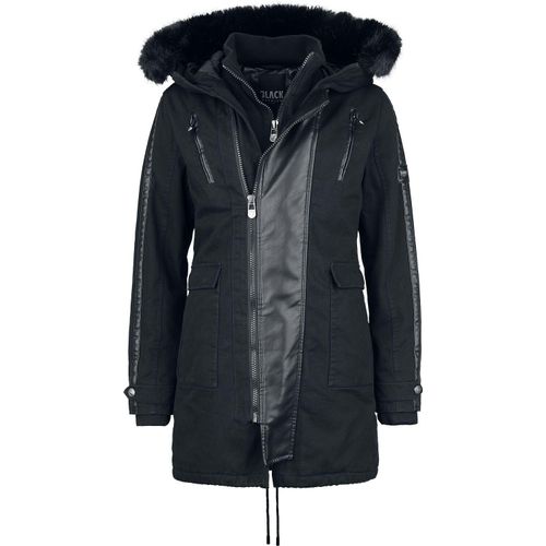 Black Premium by EMP Damen schwarze Winterjacke mit abnehmbarem Kunstfellkragen M