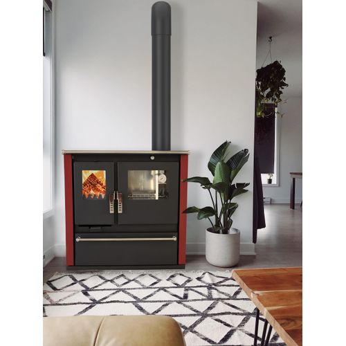 Holzofen CS Plus Inox Burgundy, Energieeffizienz A+ 82.20%, 7.7 kW, 830 x 500 x 860 mm
