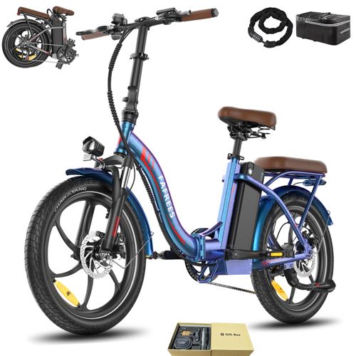 E-Bike Rostfreie Aluminiumlegierung 20 Zoll bis zu 130 - 180 km 36 V 22,5 Ah 810 Wh Wasserdicht IP54 mit 7 Gang, Blau