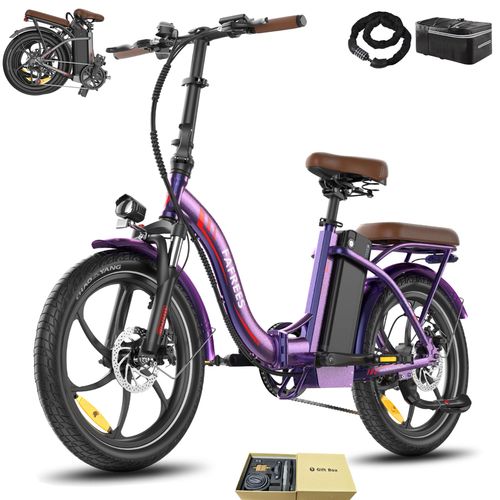 E-Bike Rostfreie Aluminiumlegierung 20 Zoll bis zu 130 - 180 km 36 V 22,5 Ah 810 Wh Wasserdicht IP54 mit 7 Gang, Lila