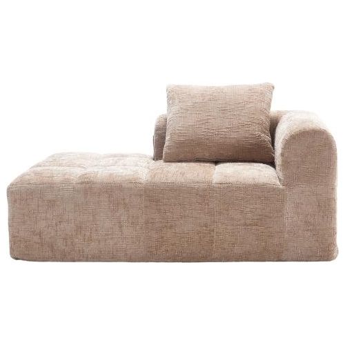 Bequemes Chaiselongue-Sofa Khaki kein Zusammenbau erforderlich, weiches Sofa mit Kissen, Seitentaschen fuer Fernbedienung und Mobiltelefon