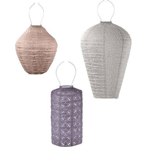 LUMIZ Gartenbeleuchtung - Außenleuchten - Boedapest Satz - 3 Stücke - Solarlamp - Rosa/Helltaupe/Lila
