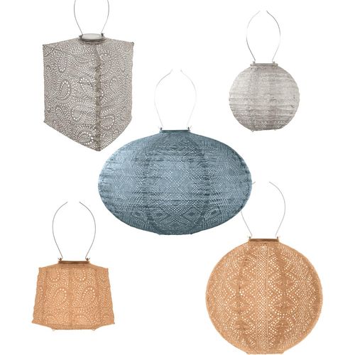 LUMIZ Gartenbeleuchtung - Außenleuchten - Barcelona Satz - 5 Stücke - Solarlamp - Aprikose/Taupe/Graublau