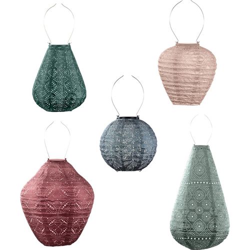 LUMIZ Gartenbeleuchtung - Außenleuchten - Botanico Satz - 5 Stücke - Solarlamp - Rosa/Grün/Grau/Grün/Kupfer
