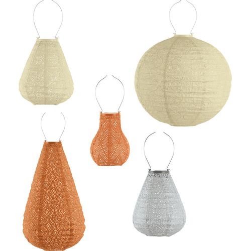 LUMIZ Gartenbeleuchtung - Außenleuchten - Sevillia Satz - 5 Stücke - Solarlamp - Gelb/Orange/Silber