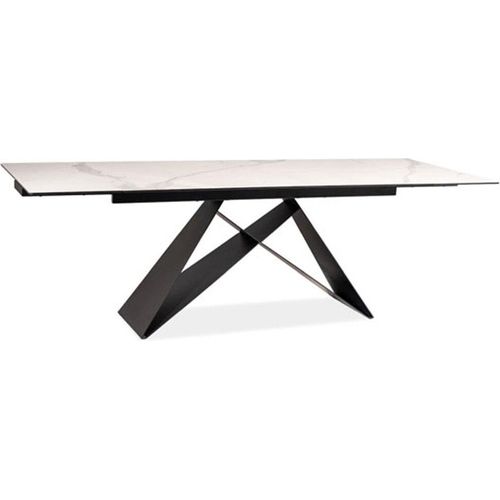 Esstisch Konferenztisch Westin III 160-240x90x76cm Marmor weiß schwarz ausziehbar