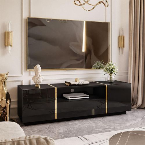TV-Schrank ONYX Schwarz Hochglanz 158 cm