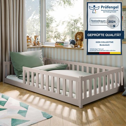 Kinderbett Bodenbett 120x200 cm mit Rausfallschutz & Lattenrost Montessori Bett Bed Gitterbett Kinder Jugendbett Einzelbett | Kaschmir weitere Größen 80x160 | 90x200 | 140x200 cm
