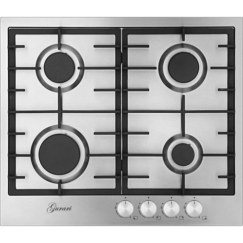 Gurari GCH FB 604 Gaskochfeld 60 cm, Edelstahl 4,0 KW WOK, 4 Gasbrenner,Autark