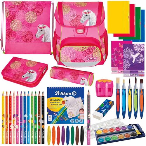 Herlitz Schulranzen Set Loop Plus Bloomy Horse 14-teilig gefüllt