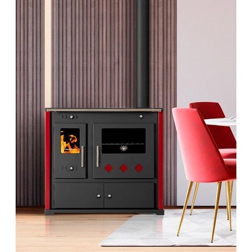 Kaminofen mit Backfach und Herdplatte Practik Lux Holzofen 9,5 kW Kamin Ofen Dauerbrandofen Werkstattofen Schwedenofen Hüttenofen Heizofen