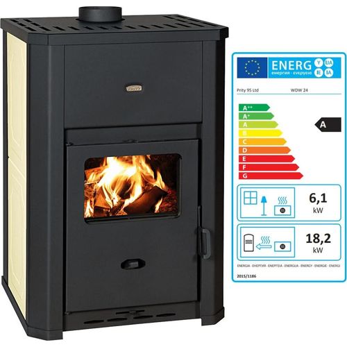 Holzofen PRITY WD W24 D mit Wasserwärmetauscher Zentralheizung Ofen - 24.3 Kw