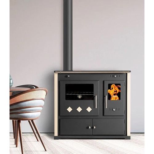 Kaminofen mit Backfach und Herdplatte Practik Lux Holzofen 9,5 kW Kamin Ofen Dauerbrandofen Werkstattofen Schwedenofen Hüttenofen Heizofen