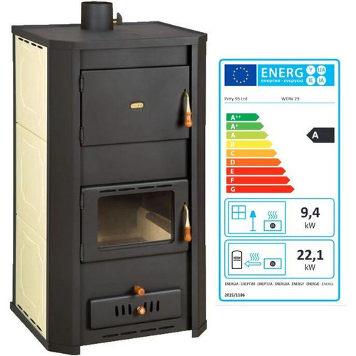 Holzofen PRITY WD W29 mit Wasserwärmetauscher Zentralheizung Ofen - 31.5 Kw