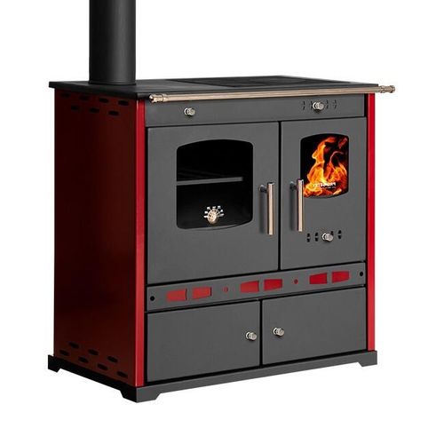 Holzofen P. Eco LUX Bordo - 7.38 kW Gusseisenplatte Kochherd Kaminofen LINKS