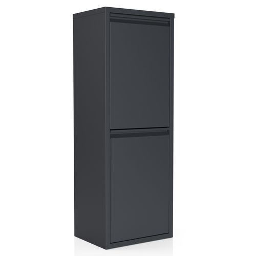 Kaufexpress Mülltrennsystem 2-fach – Metall, Anthrazit, mit 2 Klappen & herausnehmbaren Einsätzen, platzsparend, 2x15 L, vormontiert