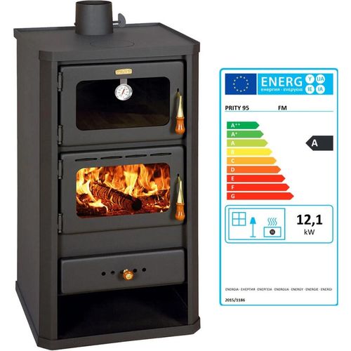 EEK A - Holzofen PRITY FM 12.1 kW mit Backofen Kaminofen Heizen Kochen
