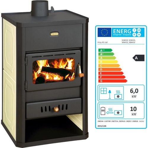 Holzofen PRITY S1 W10 mit Wasserwärmetauscher Zentralheizung Ofen- 13.3 Kw