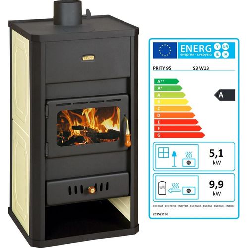 Holzofen PRITY S3 W13 mit Wasserwärmetauscher Zentralheizung Ofen - 15 Kw