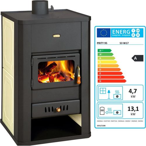 Holzofen PRITY S3 W17 mit Wasserwärmetauscher Zentralheizung Ofen - 17.8 Kw