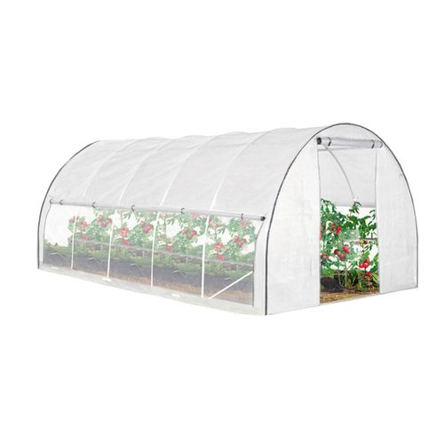 4iQ Gewächshaustunnel 24 m² PREMIUM White 3x8 m – mit Insektenschutznetz