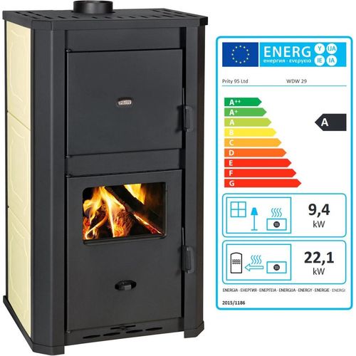 Holzofen PRITY WD W29 D mit Wasserwärmetauscher Zentralheizung Ofen - 31.5 Kw