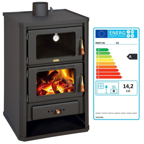 EEK A - Holzofen PRITY FG 14,2 kW mit Backofen Kaminofen Heizen Kochen