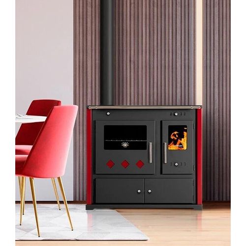 Kaminofen mit Backfach und Herdplatte Practik Lux Holzofen 9,5 kW Kamin Ofen Dauerbrandofen Werkstattofen Schwedenofen Hüttenofen Heizofen