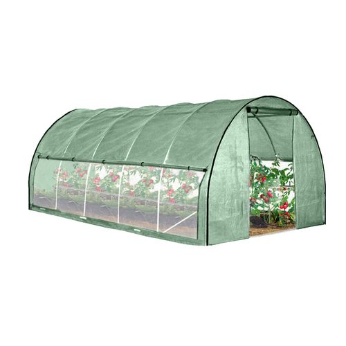 4iQ Gewächshaustunnel 24 m² PREMIUM Green 3x8 m – mit Insektenschutznetz