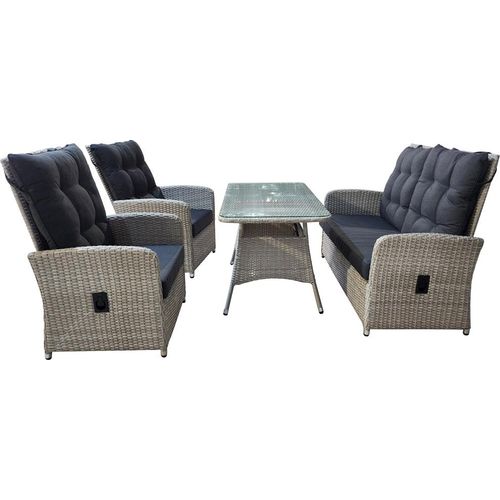 Lounge Set 4-tlg. Bilbao Garten Sitzgruppe mit Tisch Loungegarnitur Grau