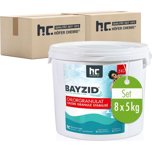 8x5 kg BAYZID® Chlorgranulat für Pools mit Aktivchlor zur Poolwasser Desinfektion