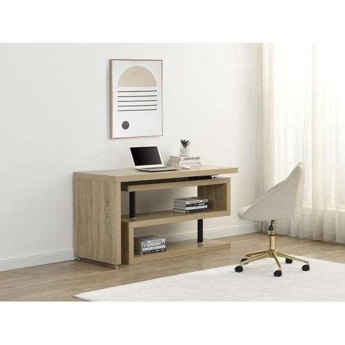 Schreibtisch - Tischplatte um 360° schwenkbar - MDF - Eichefarben - NICEPHORE II